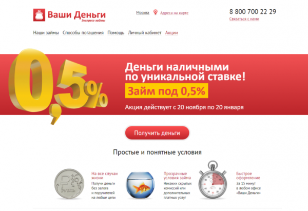Личный кабинет Ваши Деньги